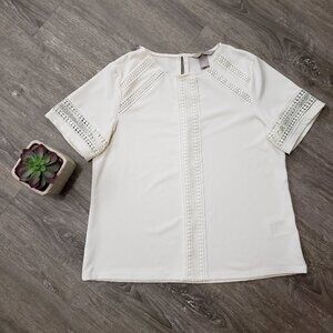 H&M Crochet Trim Cropped Blouse Boho Sz S